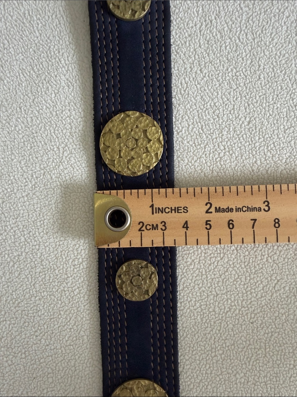 Sand Castle Navy Blue Women's Belt with Brass Hardware - Picture 5 of 6